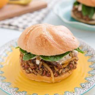 Freekeh Bean Burgers with Harissa Onions
