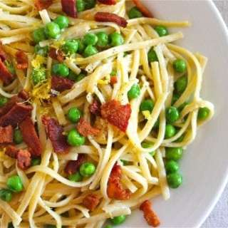 Creamy Lemon Pasta with Bacon and Peas