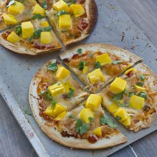Spicy Mango Pizza with Black Beans and Zucchini