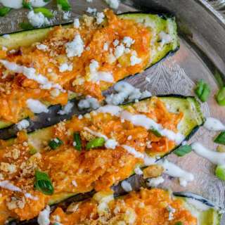 Buffalo Chicken Zucchini Boats