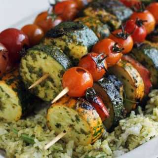 Chermoula Veggie Kebabs with Halloumi