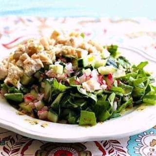 Chicken, Radish and Cucumber Swiss Chard Chopped Salad