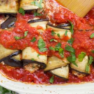 Vegan Eggplant Involtini with Harissa Sauce