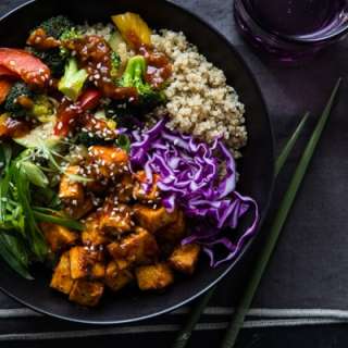 Korean Barbecue Tofu Bowls with Veggies and Quinoa