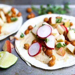 Spiced Chickpea Tacos with Apple-Radish Slaw