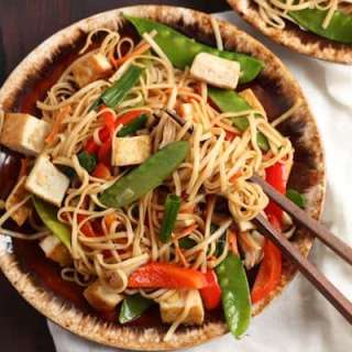 Veggie Lo Mein with Pan-Fried Tofu