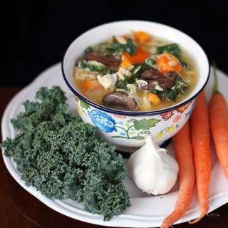"Kick Your Cold's Butt" Kale & Chicken Orzo Soup