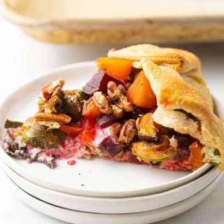 Roasted Vegetable Savory Galette with Garlic Herbed Ricotta