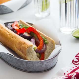 Roasted Vegetable Sandwiches with Creamy Chimichurri Spread