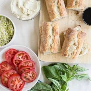 Vegan Caprese Sandwiches with Garlic Cashew Cheese