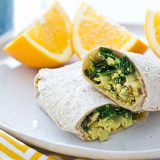 Freezer-Friendly Greens and Tofu Scramble Wraps