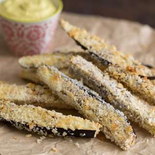 Panko-Crusted Eggplant Fries with Curried Cashew Aioli