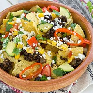 Loaded Veggie Nachos with Portobello Mushroom Meat