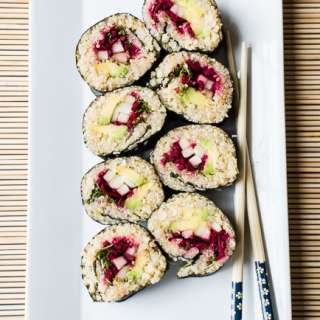 Easy Quinoa Sushi Rolls with Miso-Sesame Dipping Sauce