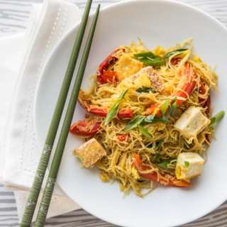 Singapore Noodles with Pan-Fried Tofu