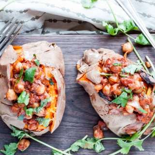 Chana Masala Stuffed Sweet Potatoes