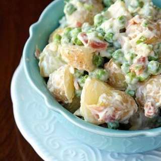 Baby Potato and Pea Salad With Garlic Bacon Aioli