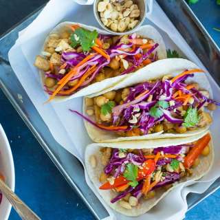 Chickpea and Tofu Thai Peanut Tacos