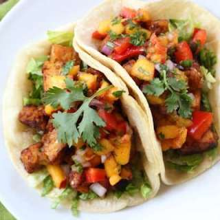 Chipotle Tempeh Tacos with Peach Salsa