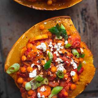 Chickpea Stuffed Spaghetti Squash (Vegan)