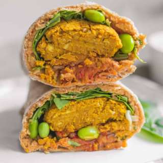 Edamame And Kimchi Vegan Falafel Wrap