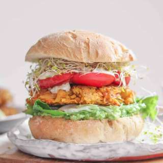 Vegan Vegetable Chickpea Fritter Sandwich (Gluten-free)