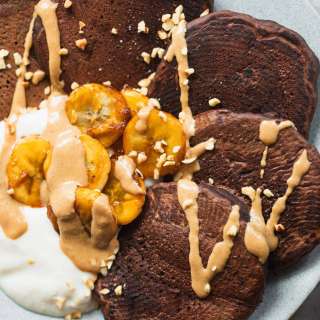 Vegan Chocolate Pancakes With Caramelised Banana