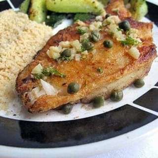 Pan Seared Halibut With Lemon Caper Sauce