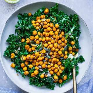 Vegan Massaged Kale Salad With Roasted Chickpeas
