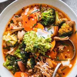 Vegan Coconut Soup With Sweet Potato And Jackfruit