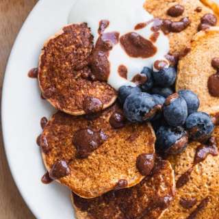 Vegan Cinnamon Pancakes With Chocolate Sauce