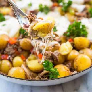Cheesy Italian Beef Breakfast Skillet