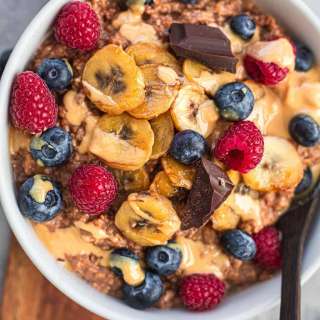 Vegan Chocolate Coconut Oatmeal With Caramelised Banana