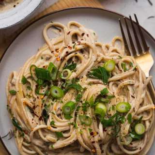 Vegan Tahini Garlic Pasta