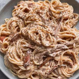Vegan Carbonara With Mushroom 'Bacon'