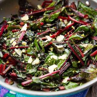 Lemon Parmesan Garlic Swiss Chard