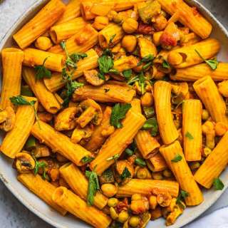 Vegan Chickpea Pasta With Mushrooms (Gluten-free & Oil-free)