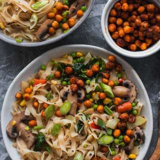 Vegan Noodle Soup With Roasted Chickpeas