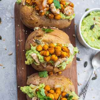 Vegan Stuffed Baked Potatoes With Tahini Chickpeas