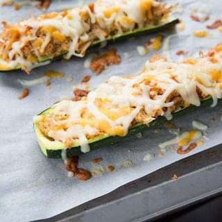 Cheesy Buffalo Chicken Zucchini Boats