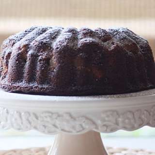 Vegan Gingerbread Pear Bundt Cake with Caramel Sauce