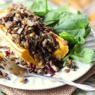 Wild Rice, Lentil & Cranberry Stuffed Delicata Squash