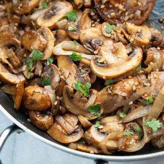Garlic Balsamic Sauteed Mushrooms and Onions