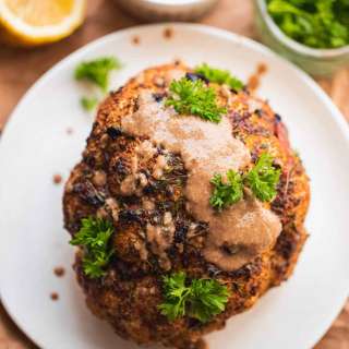 Whole Roasted Cauliflower With Tahini Sauce (Vegan)