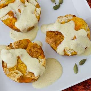 Sweet Potato French Toast Cups with Vanilla Cardamom Creme