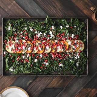 Roasted Sweet Potato, Pomegranate, and Massaged Kale Salad