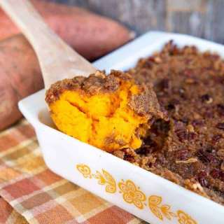 Crispy Pecan Topped Sweet Potato Casserole