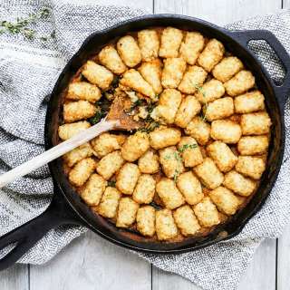 Pumpkin, Mushroom, and Spinach Tater Tot Casserole