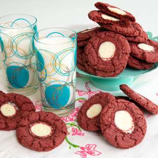 Red Velvet Cheesecake Thumbprint Cookies