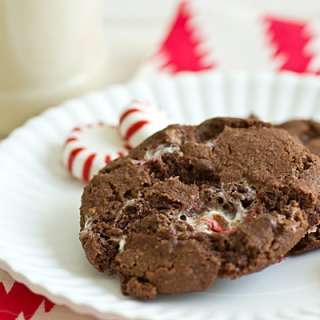 Chewy Chocolate Candy Cane Cookies
